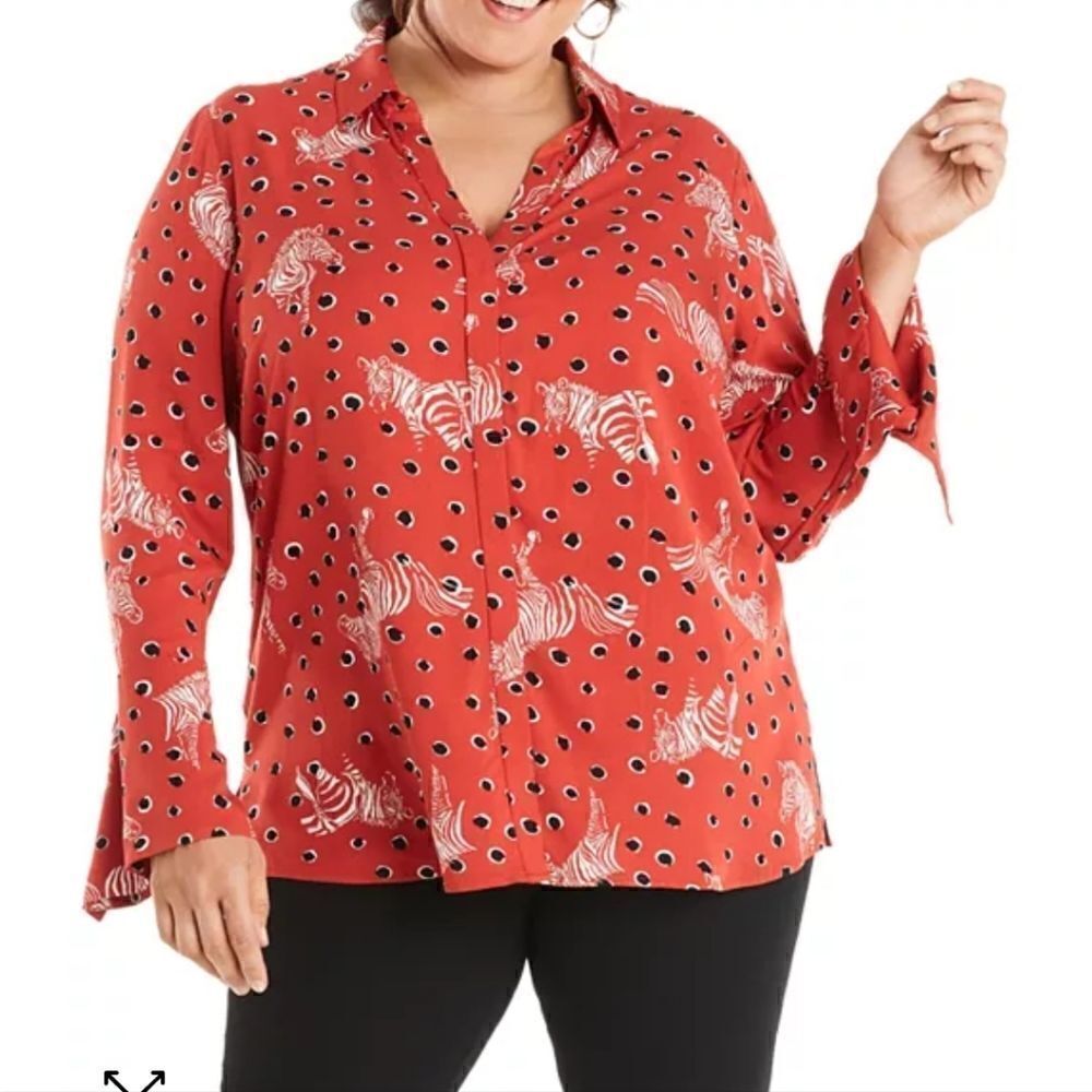 Estelle Plus Serengeti Printed Top ZEBRA Nwt  3x